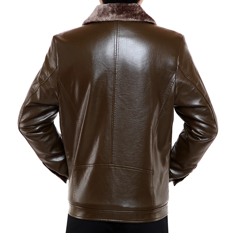 Middle-aged Men Haining Fur Men's Leather Sheepskin Plus Velvet Thick Coat Autumn And Winter | Мужская одежда