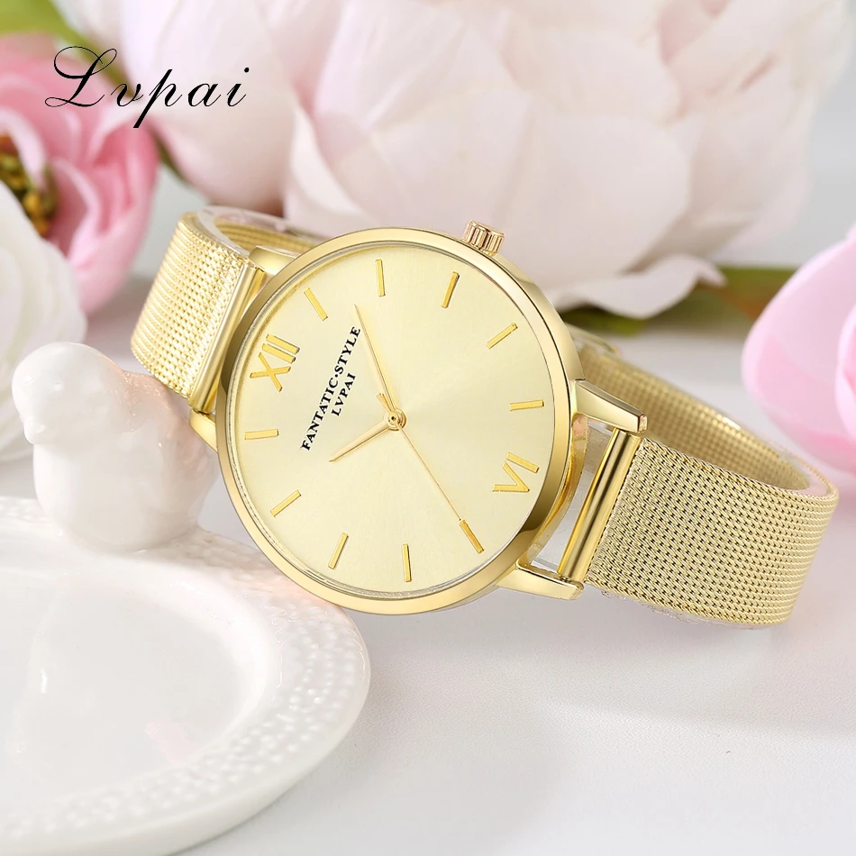 Lvpai Новые Серебряные Женщины Часы Класса Люкс Браслет Платье Смотреть Сетка