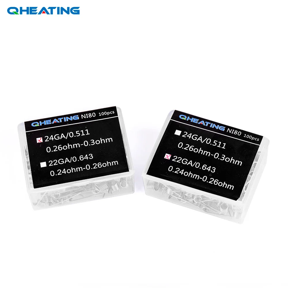 Qheating NI80 24ga/22ga 100 шт. электронная сигарета RDA атомайзер вата проволока катушка готовая к использованию.
