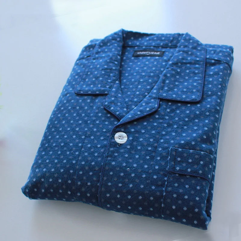 YD-Navy blue Хлопковые пижамы с длинными рукавами, мужские клетчатые пижамы, повседневная одежда для сна, Hombre, костюм из 2 предметов, Мужская пижама, зимние пижамные комплекты - Цвет: YD-Navy blue