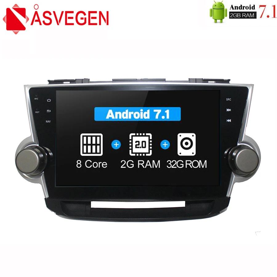 Автомагнитола Asvegen мультимедийный DVD плеер с GPS навигацией Android 7 1 для Toyota high Lander