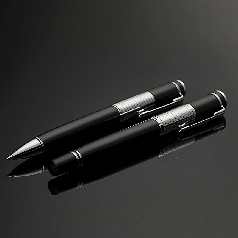 Wholesale Price 2pcs Black Metal Ballpoint pen / Roller ball Pen School Office Stationery Classic Writing Ball Pens Gift | Канцтовары