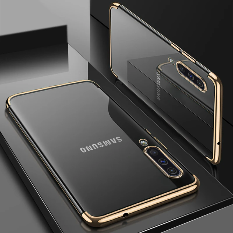 Покрытие TPU чехол для samsung Galaxy A70 A50 A40S A30 A20 A10 чехол мягкий прозрачный защитный чехол для задней крышки для samsung S10 плюс S9 S8 A7 - Цвет: Золотой