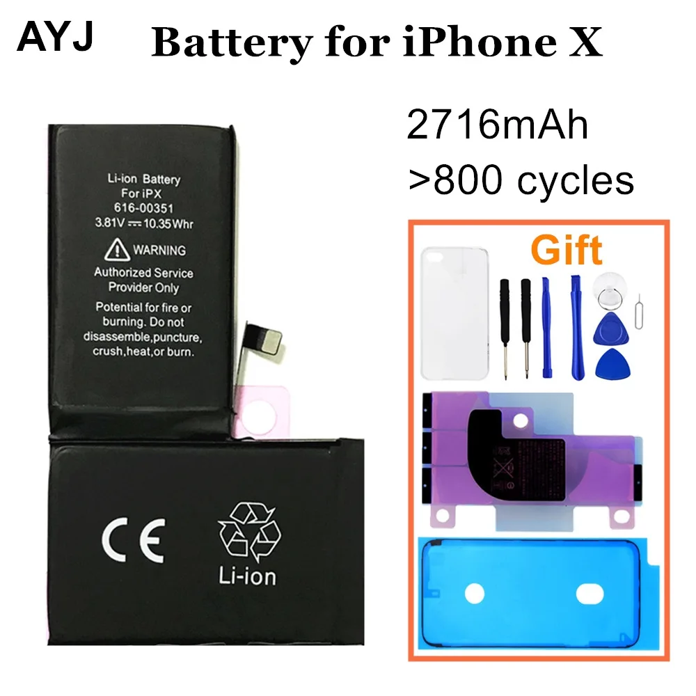 Battery for iphone x 1 аккумулятор AYJ для iPhone X 8 7 Plus Замена реальная Высокая емкость батареи мобильного телефона TI cpu бесплатные инструменты стикер - Цвет: Battery for iphone x