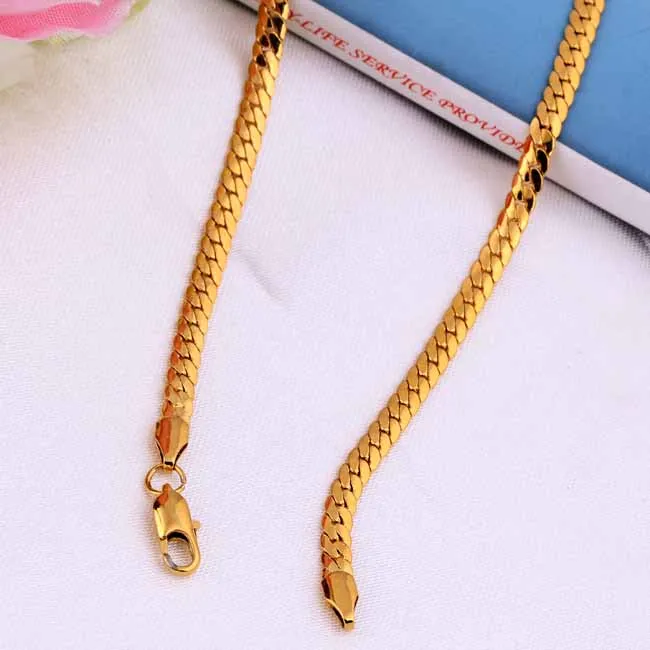 1pcs 55cm Long 1cm Wide Men Women Couple Gold Color Copper Snake Necklace Chain Unisex Jewelry | Украшения и аксессуары