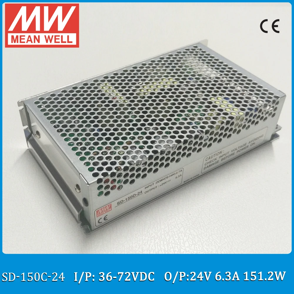 Оригинальный светодиодный конвертер MEAN WELL SD-150C-24 с одним выходом 150 Вт, а, 24 В постоянного тока, вход 36 ~ 72 В постоянного тока, meanwell dc/dc