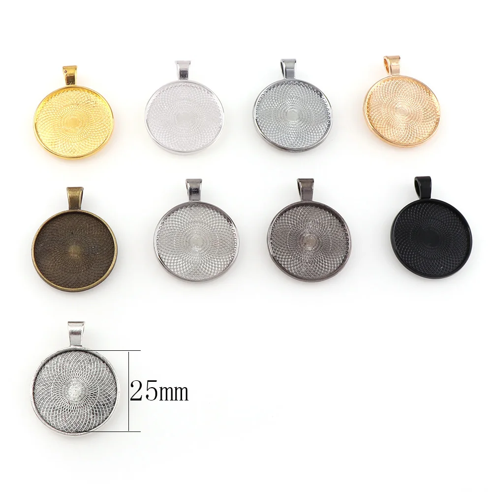 Набор подвесок 25 мм 10 шт. разные цвета основа для кабошона Безель пустая форма