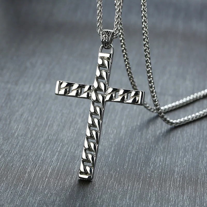 High Quality Men Cross Necklace Stainless Steel 60CM Chain Jesus Prayer Crucifix For Wome Best Gifts | Украшения и аксессуары