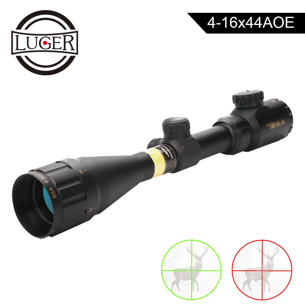 LUGER 4-16x44 AOE тактический оптический прицел красный и зеленый освещенный прицел для охотничьей винтовки для страйкбола винтовки