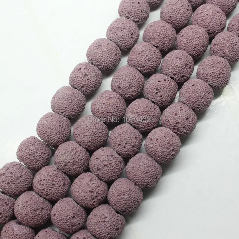 

Mini. order is $7! 12mm Purple Volcanic Lava Stone Round Loose Beads 15"