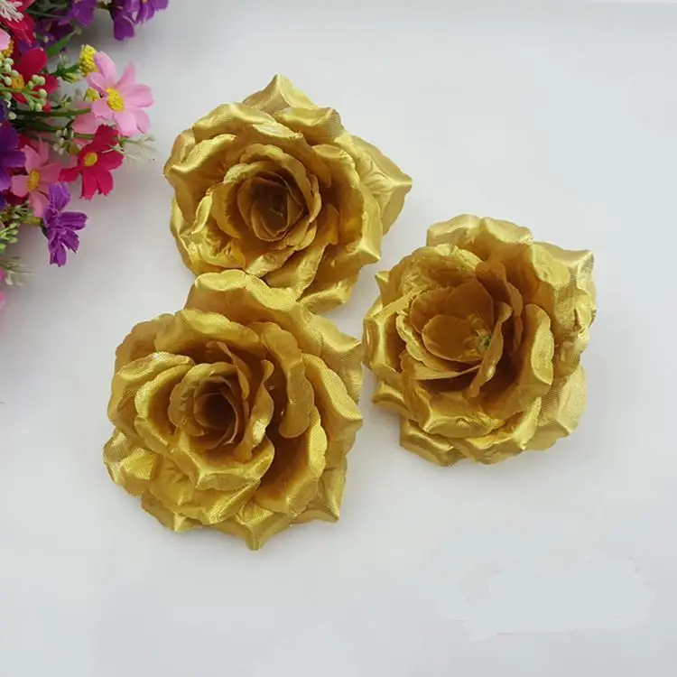 10 см большие искусственные розы Шелковые цветы Золотые Серебряные Черные