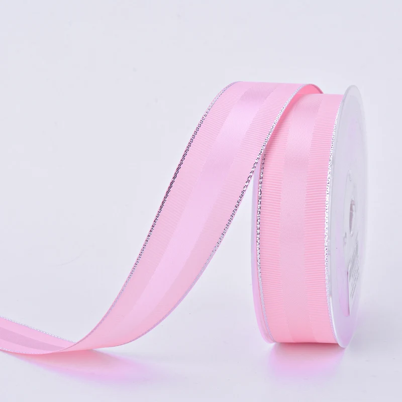 pearl pink 123 YAMA атласная лента с серебристыми краями 100 ярдов 9 16 25 38 мм и 3/8 5/8 1 1-1/2 дюйма, вечерние ленты для волос на Рождество и свадьбу - Цвет: pearl pink 123