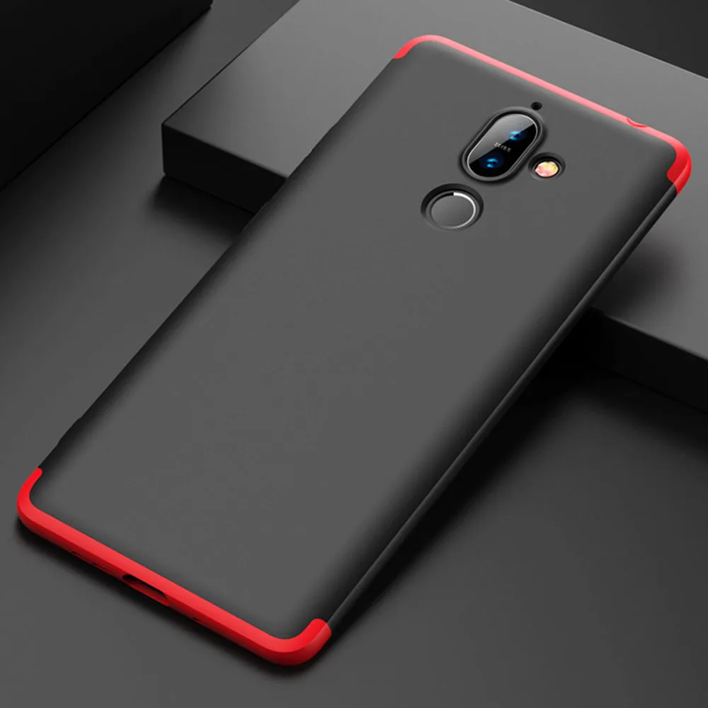 Для Nokia 7 Plus 3 в 1 полноразмерный защитный бронированный чехол с закаленным стеклом