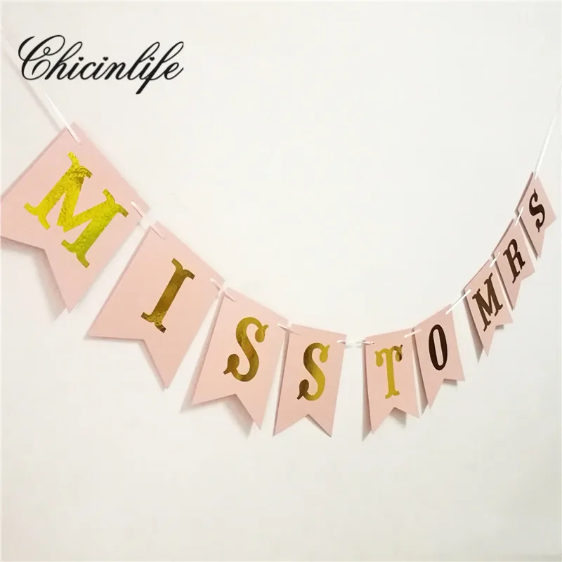 

Chicinlife 1Set Miss To Mrs Bunting Banner Bridal Shower Garland Props Bachelorette Hen Night Party banner Wedding Decoration