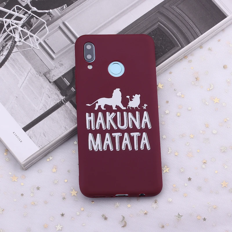 Для huawei Honor mate 10 20 Nova P20 P30 P Smart Hakuna Matata Король Лев карамельный силиконовый чехол для телефона Capa Fundas Coque - Цвет: Burgundy