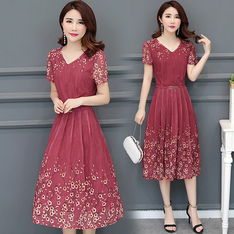 Женские летние платья новые винтажные шифоновые с принтом бохо V образным