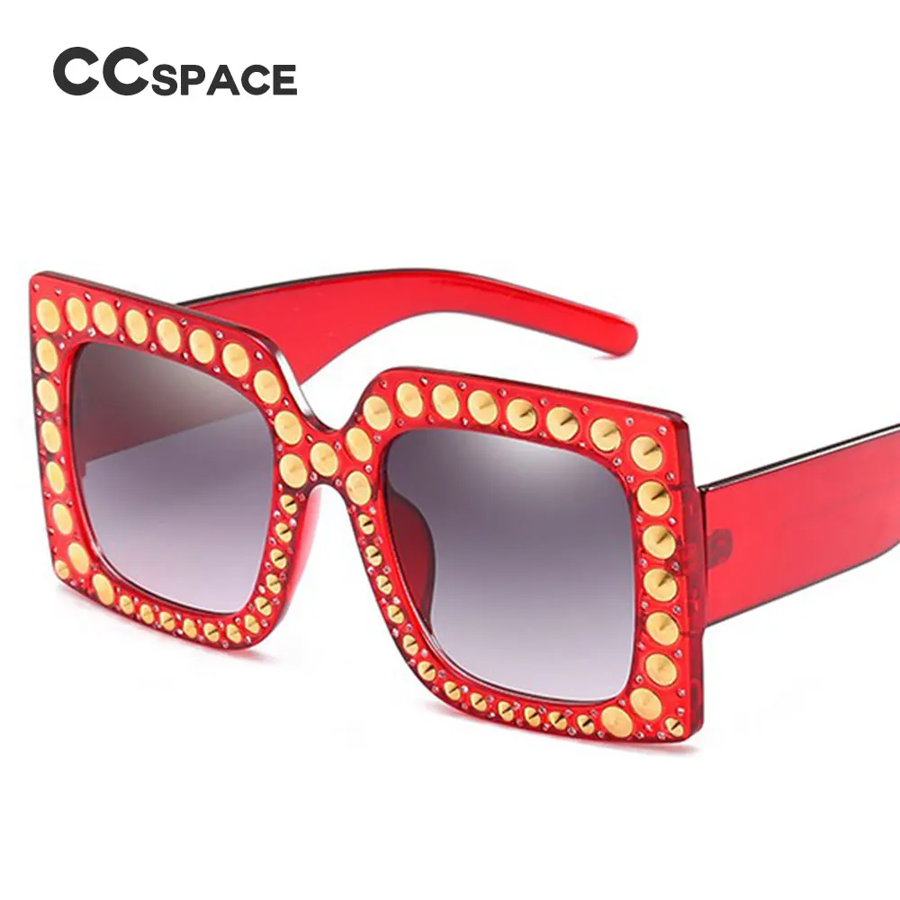 CCSPACE 57g Квадратные Солнцезащитные очки с заклепками женские Брендовые ретро