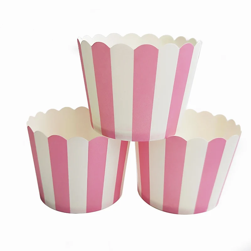 100 шт. фиолетовые белые зеленые Полосатые Бумажные поддоны для торта капкейков