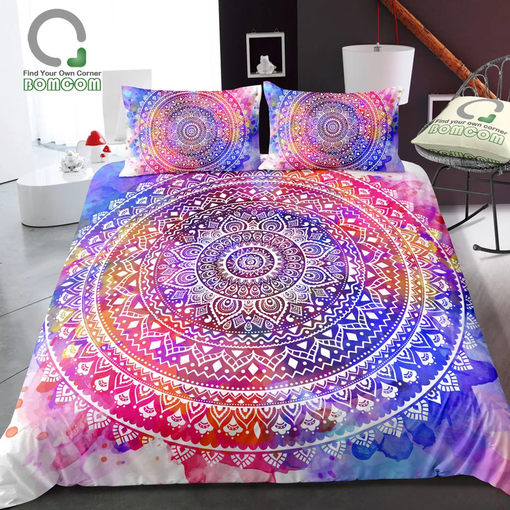 BOMCOM 3d-цифровая печать акварель брызги Восточная Мандала Цветок BOHO Цыганская Йога