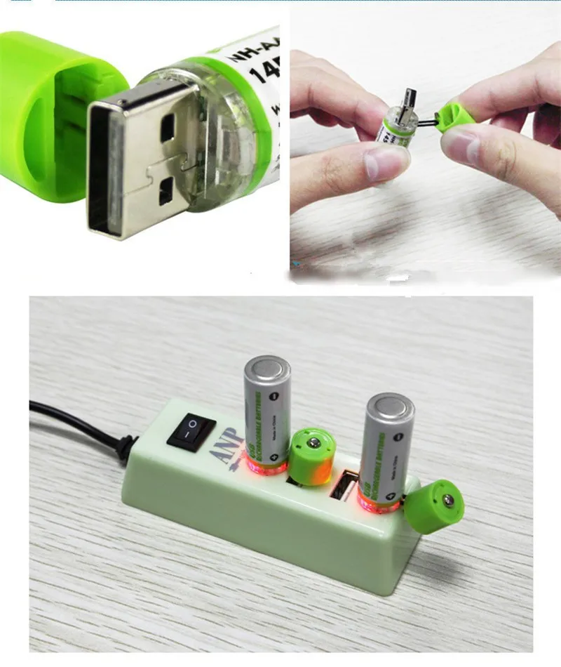 Лучшая цена за 2 шт. AA батареи Nimh 1 в 1450 мАч перезаряжаемые li-ion USB с цветной картой |