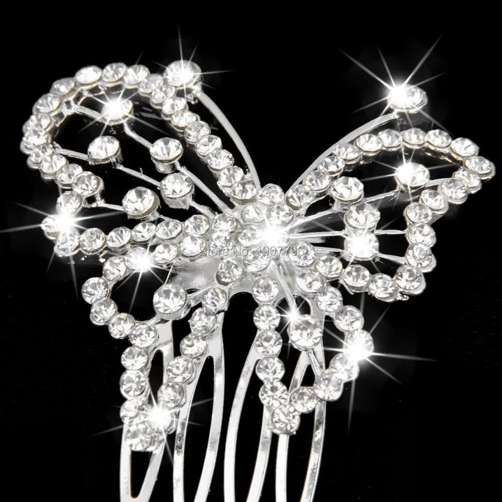 Бабочка шаблон гребень для волос со стразами Слайд клип свадебный аксессуар |