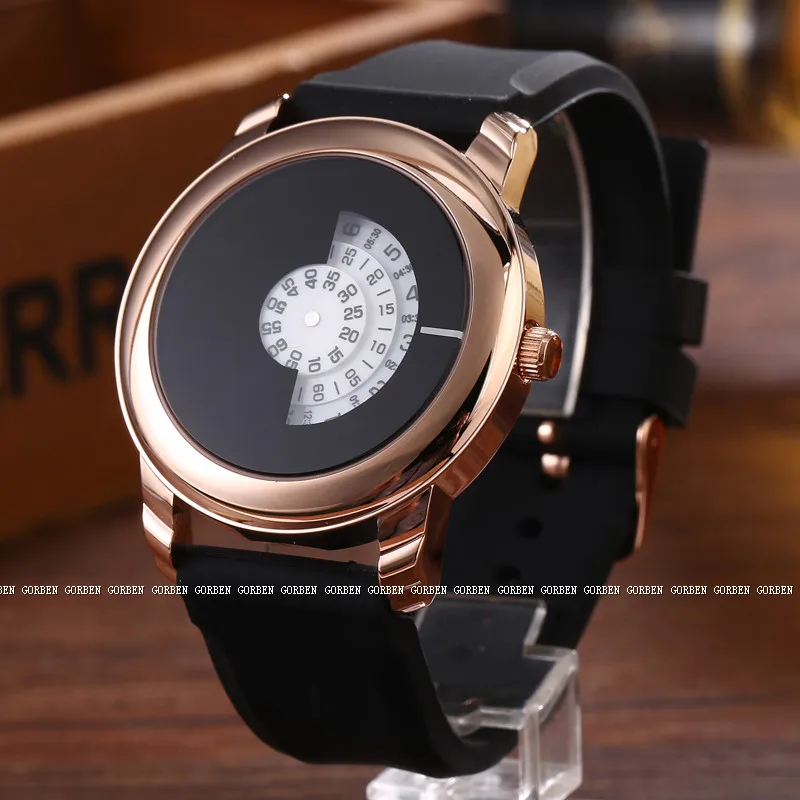 Новое поступление мужские подарки короткий дизайн черный резиновый ремешок