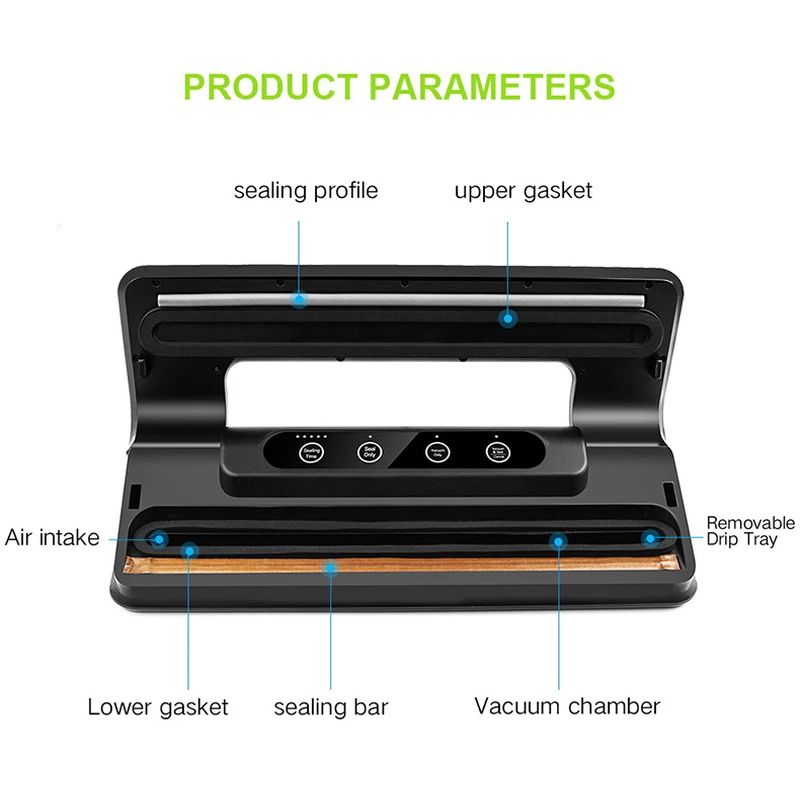 Бытовой пищевой вакуумный упаковщик упаковочная машина пленочный с 15 пакетами