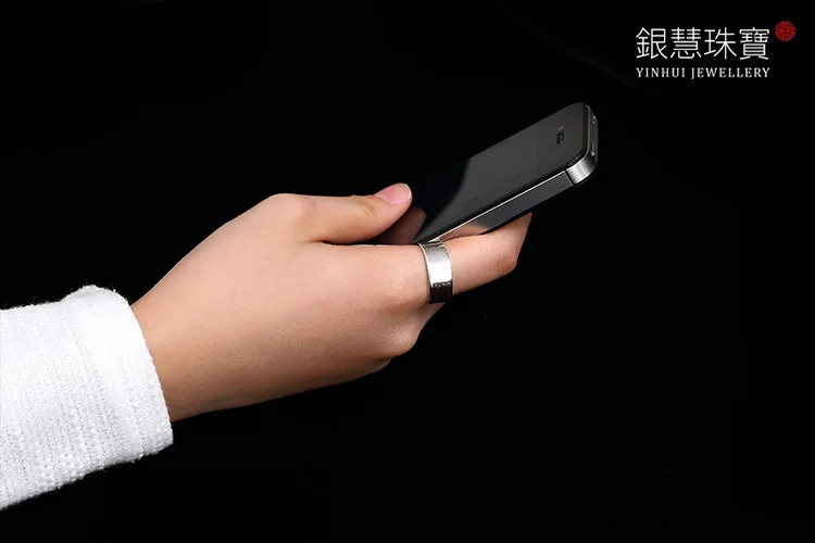 

KJJEAXCMY boutique jewelryar S999 silver, Korean version, glossy fashion, simple, all around, pure silver open lovers ring rings