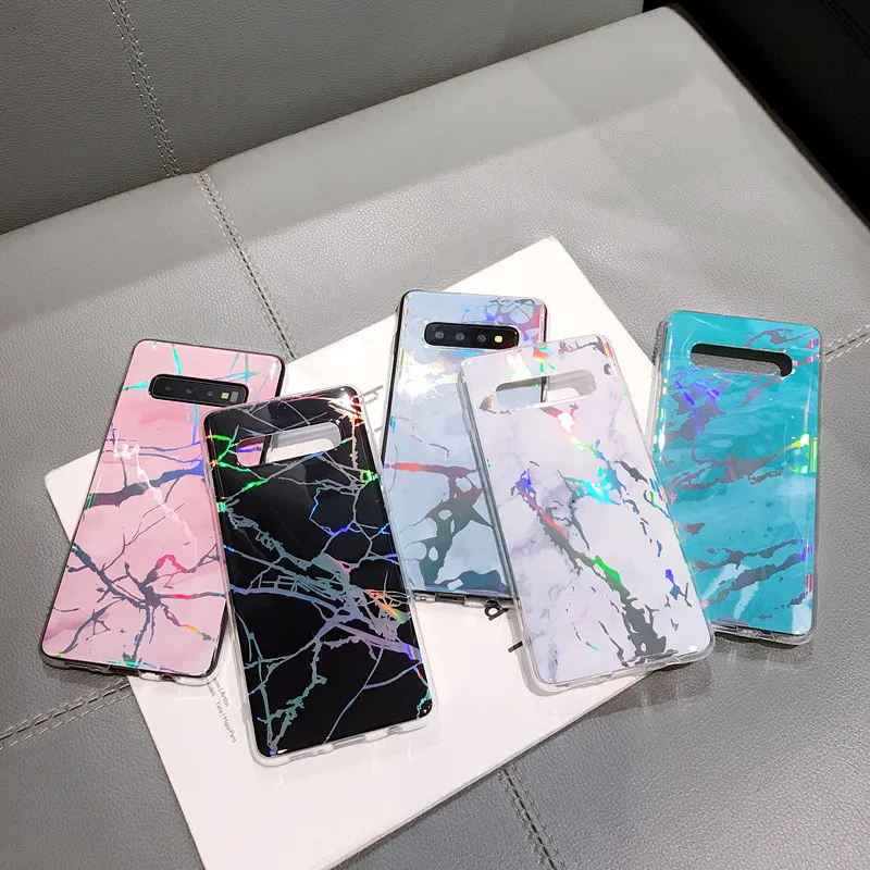 Лазерный мраморный чехол для Samsung galaxy S7Edge S8 S9 S10Plus S10e мягкий с каменным узором Note 8 9