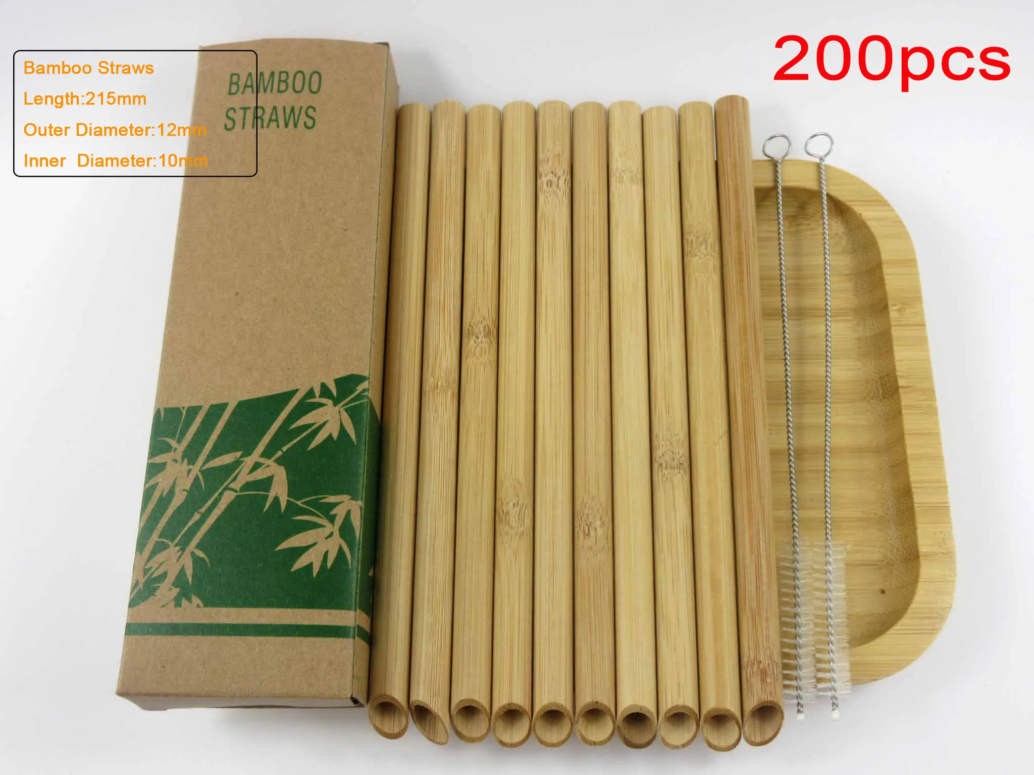 200pcs 100 шт Экологичные многоразовые соломы 21,5 см карбонизированные бамбуковые соломинки для смузи остроконечные Кофе Молоко питьевой соломы - Цвет: 200pcs