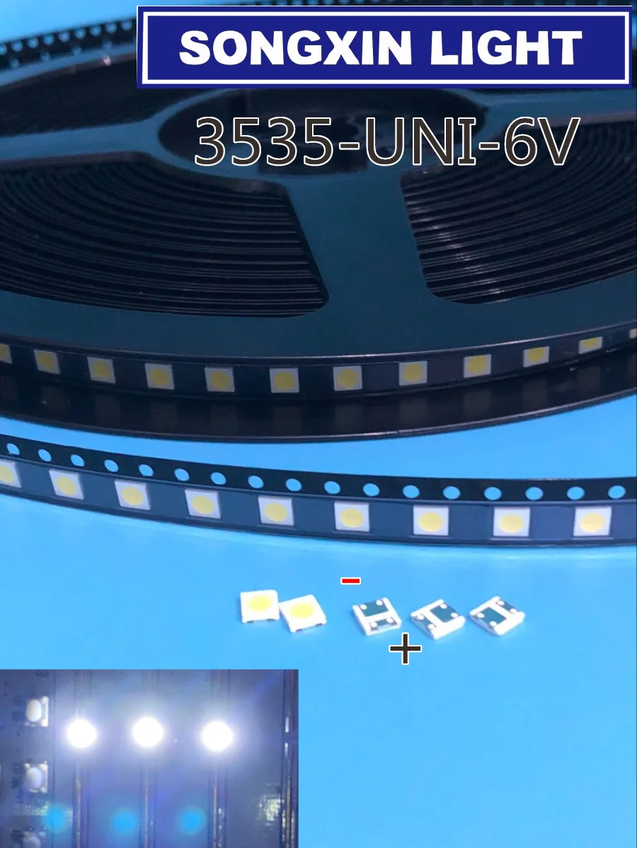 500 шт./лот для UNI LED подсветка LCD TV 3535 3537 SMD лампа шарик 1 Вт 6 в 2 Холодный белый MSL 638DEZW