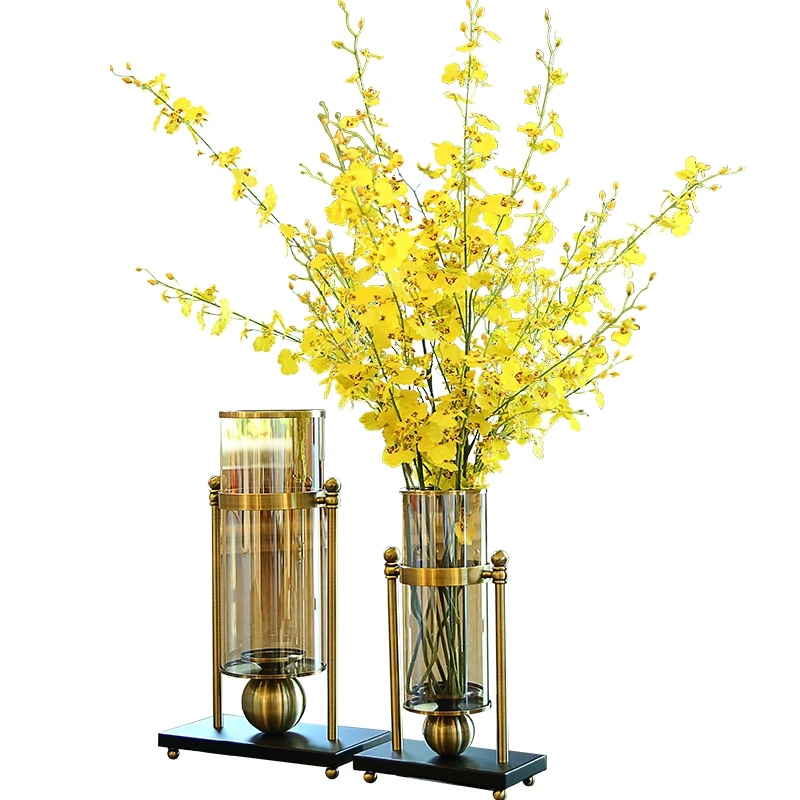Европейская креативная металлическая стеклянная ваза для цветов домашний декор