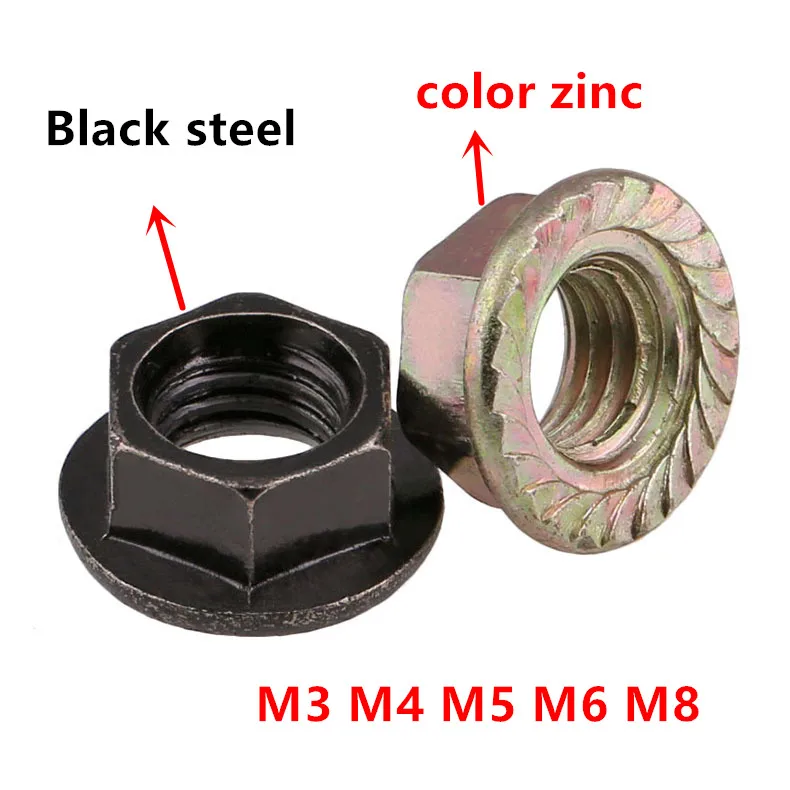 DIN6923 GB6177 M3 M4 M5 M6 фланцевые гайки с шестигранной гайкой Нескользящие сталь