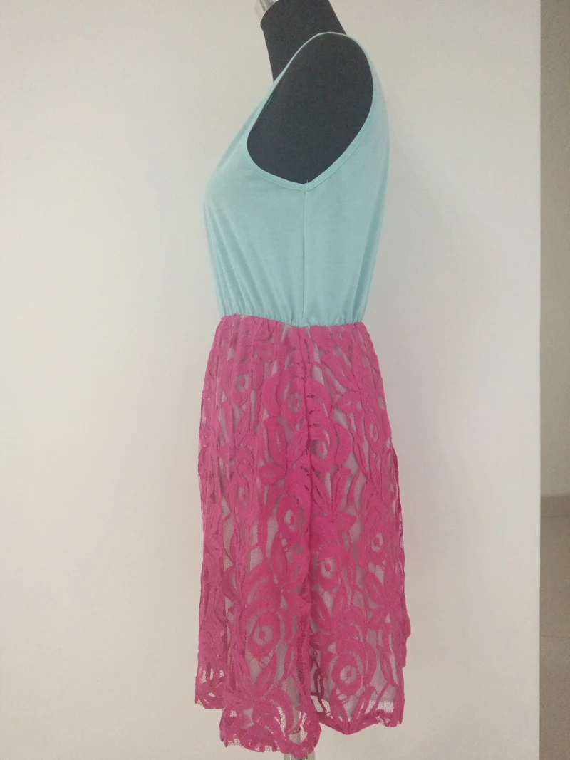 2018 летние для мамы и дочерей Костюмы платья без рукавов лоскутное кружева мама я