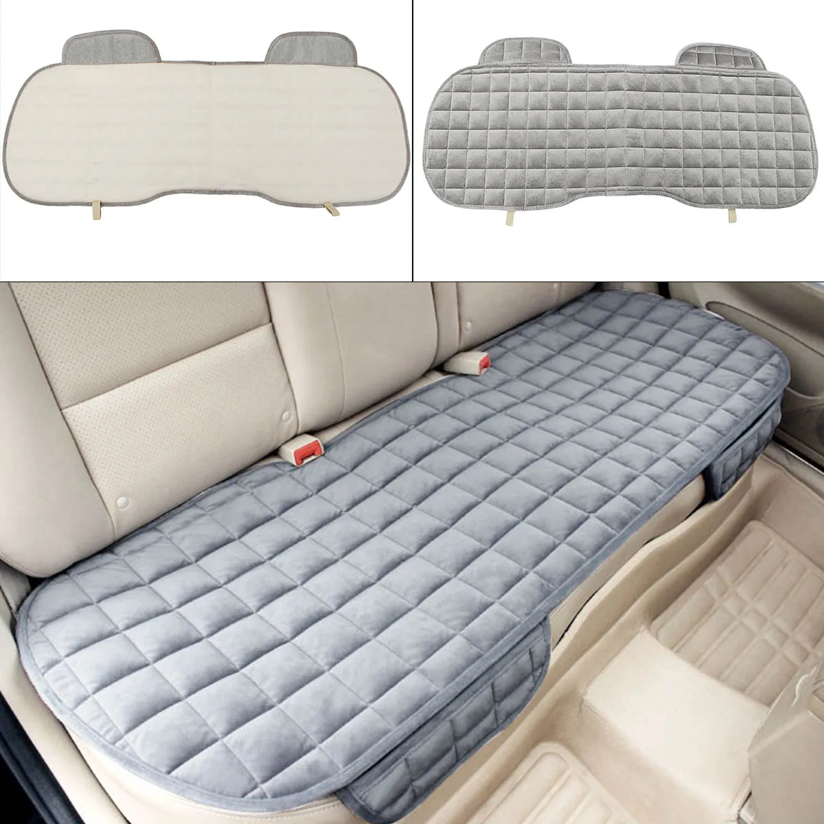 Rear Grey Car Front Rear Universal Seat Cover Winter Warm Black Seat Cushion Anti-Slip Rear Back Chair Seat Pad For Vehicle Auto Protector - Название цвета: Rear Grey