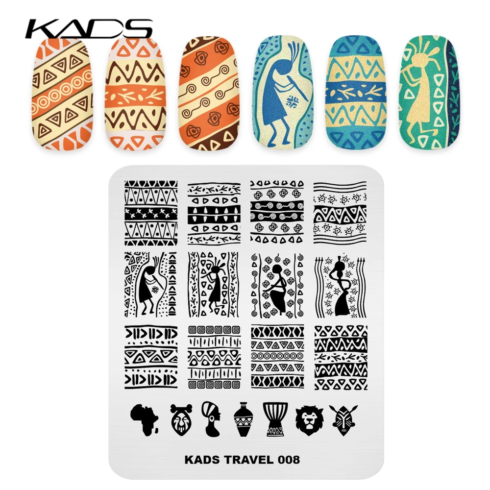 KADS штамповочная платформа для дизайна ногтей серия 008 штамп дорожный шаблон