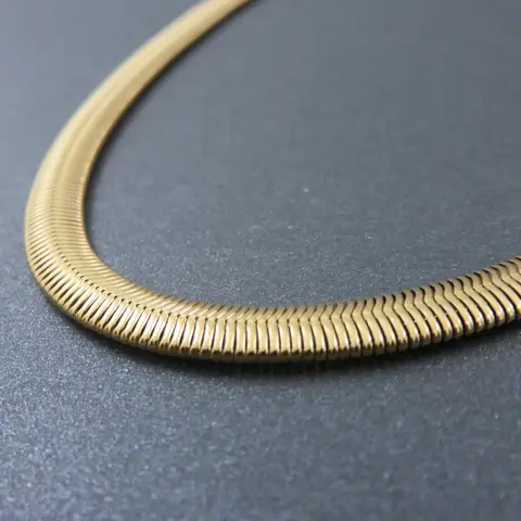 Цепочка с подвеской из нержавеющей стали, модное ожерелье для мужчин и женщин, плоская цепь под золото, колье с кулоном из нержавеющей стали