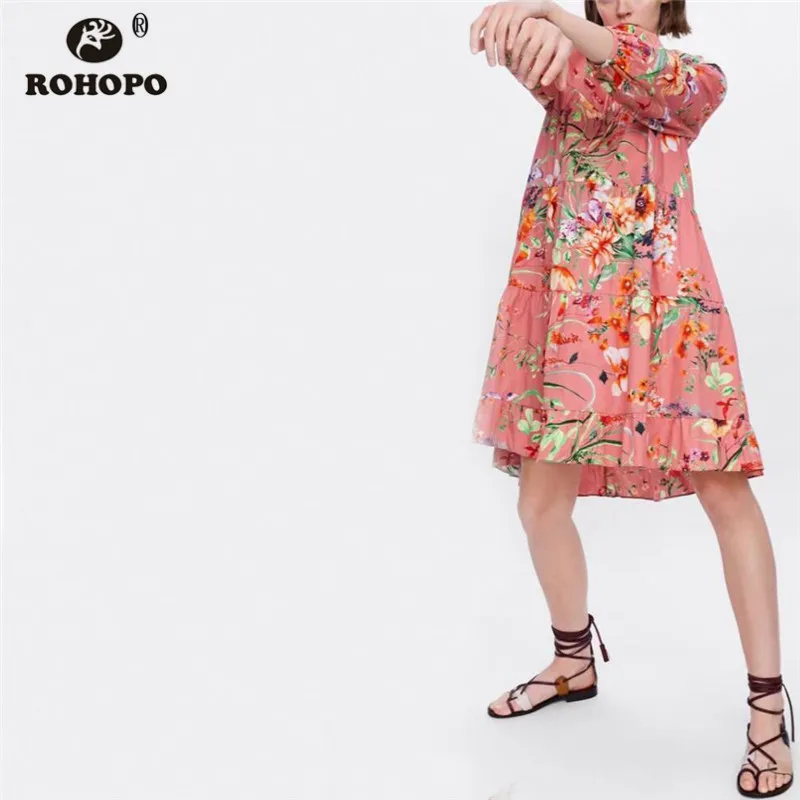 Женское Платье До Колена ROHOPO розовое плиссированное платье в стиле пэчворк с