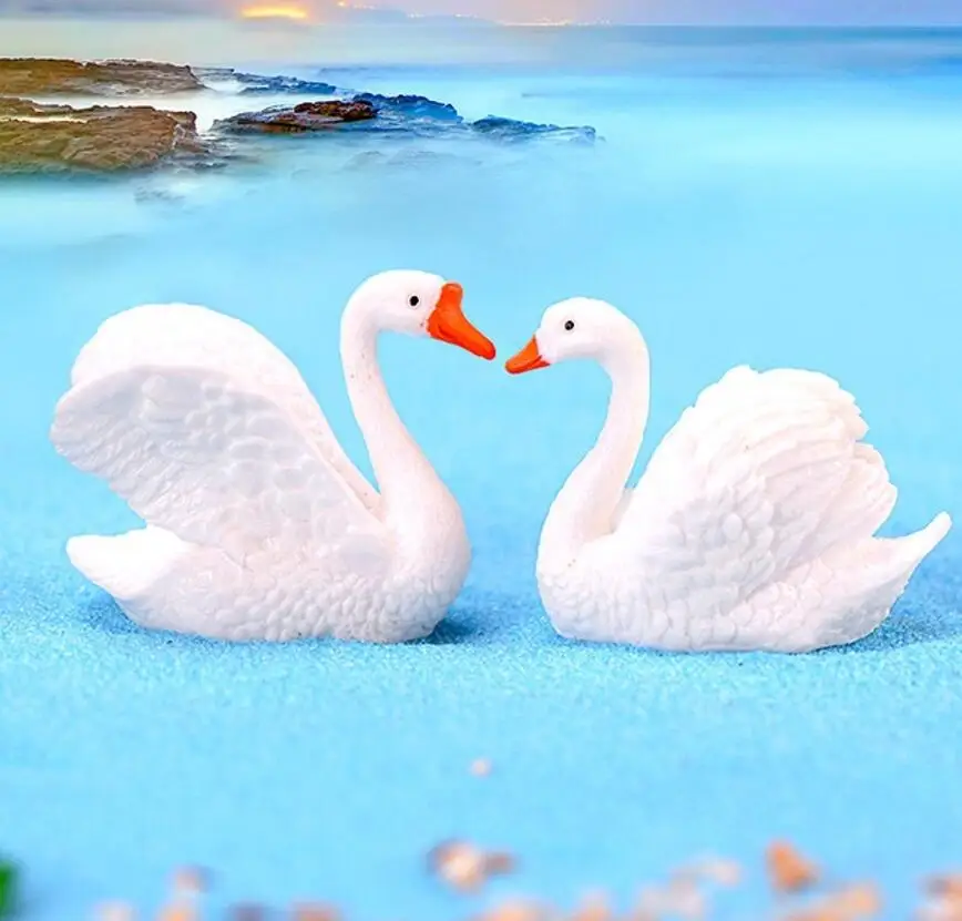 20 шт смолы лебедь миниатюрный пейзаж аксессуары для дома сад украшение торта