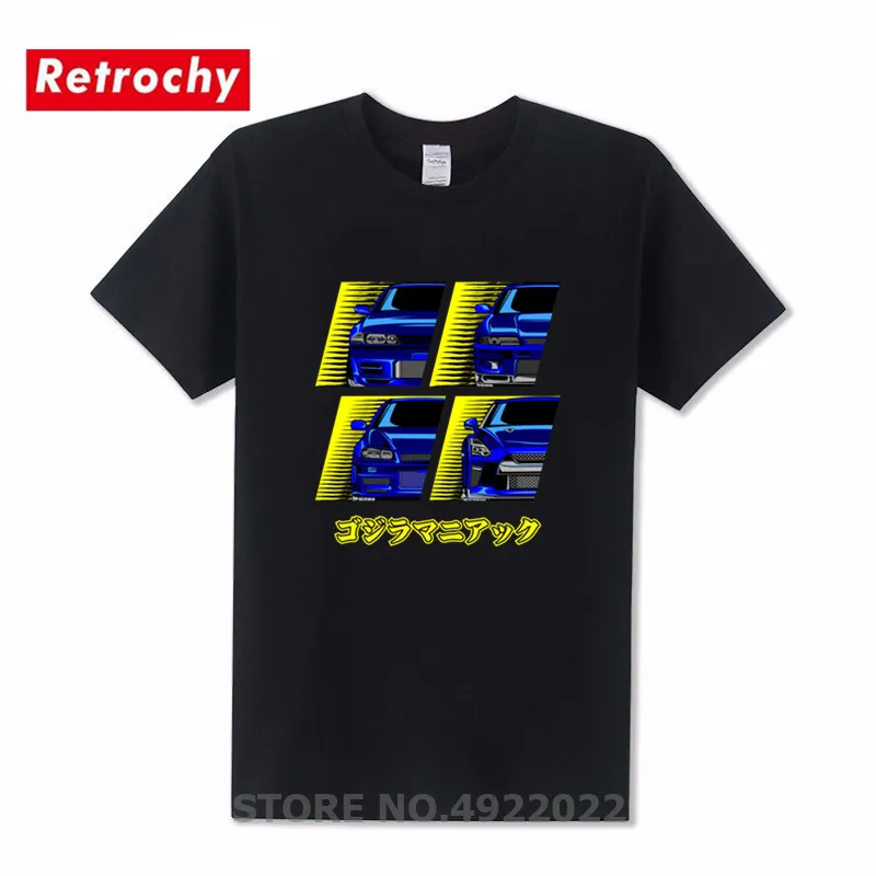 Футболка с японским аниме машина Мужская футболка Skyline R34 GTR оригинальный дизайн