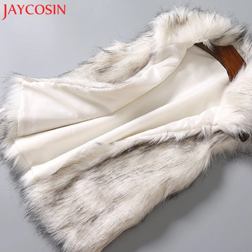 Женский шерстяной жилет JAYCOSIN однотонный из искусственного меха с воротником