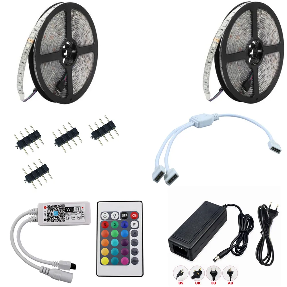 20 м 5050 RGB WIFI контроллер Светодиодная лента 5 10 15 60led/м Водонепроницаемая Неоновая
