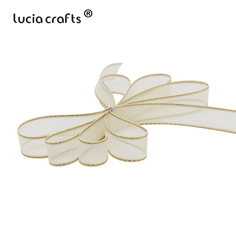 Lucia crafts 5 ярдов/10 ярдов 15 мм ленты из органзы для свадебного домашнего декора DIY Швейные упаковочные материалы аксессуары P0101