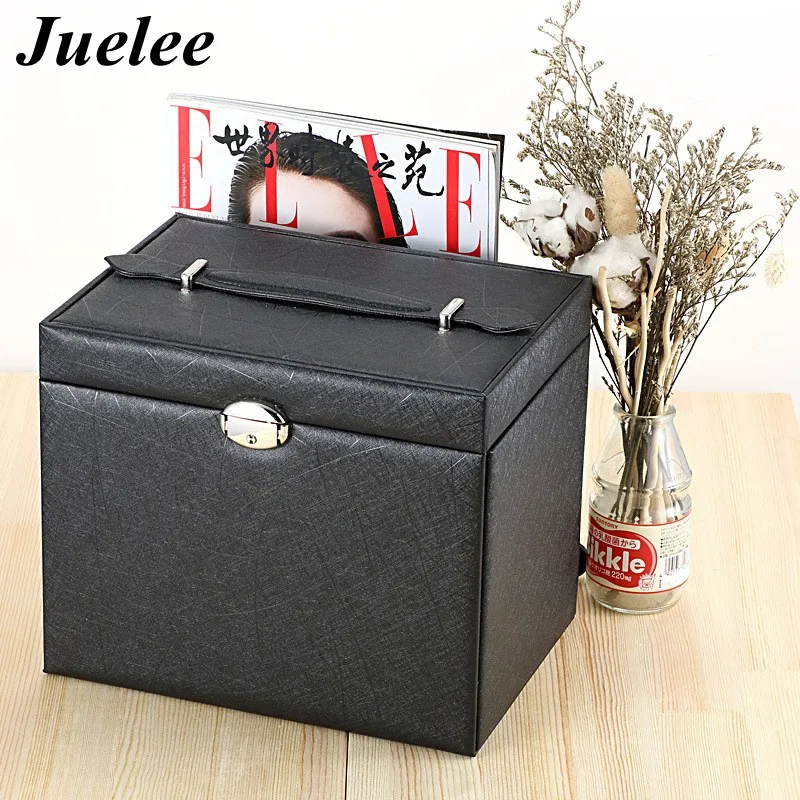 Пятислойный органайзер для ювелирных изделий Кожаная Коробка хранения большая