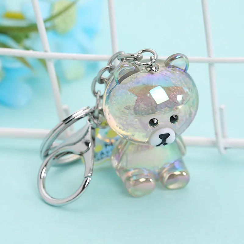 Мультяшный медведь акриловая цепочка для ключей кристальная прозрачная