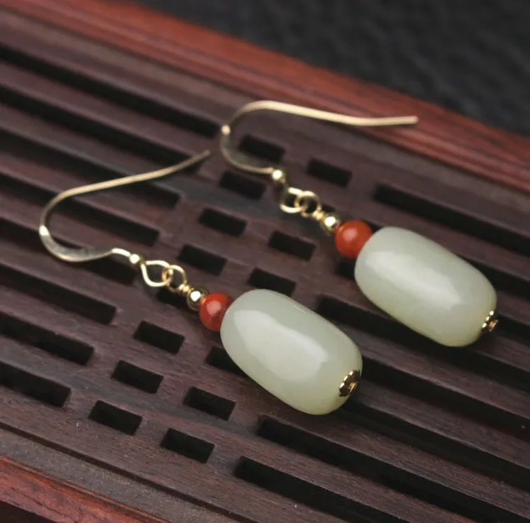 Длинные серьги из натурального нефрита женские с нефритом | Украшения и