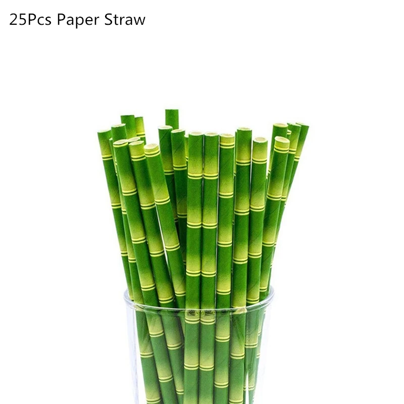25pcs paper straw Джунгли вечерние воздушные шары из фольги в виде животного зоопарка животных джунглей тематическая вечеринка на день рождения украшения Дети День рождения воздушные шары для вечеринки в стиле сафари Декор - Цвет: 25pcs paper straw