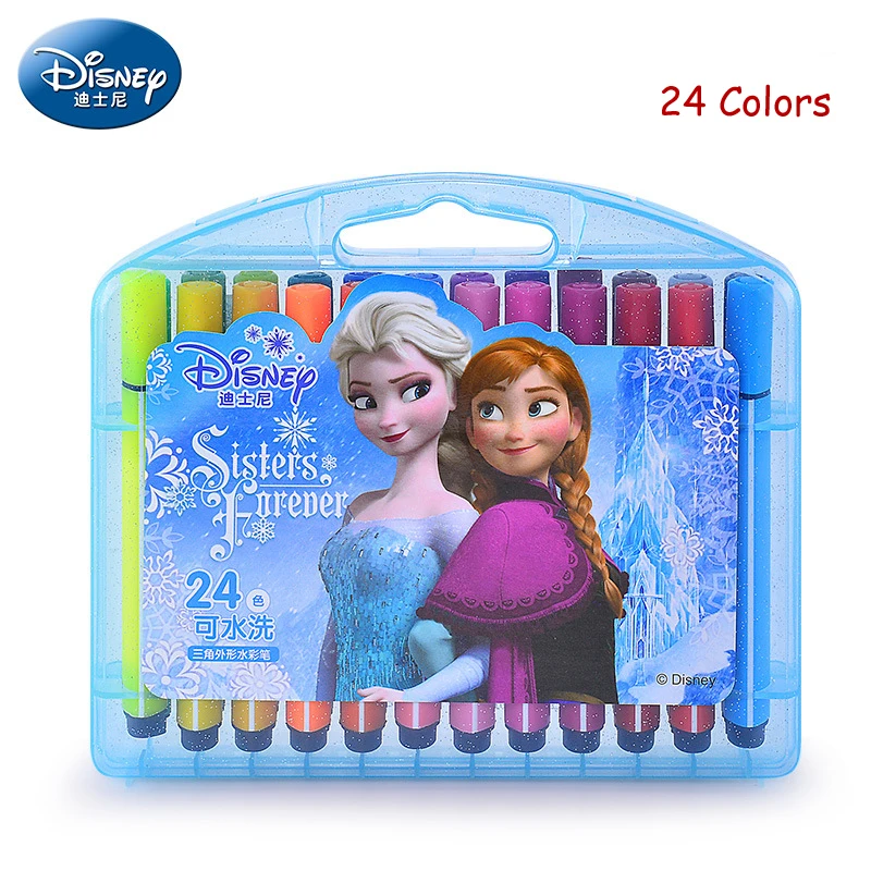24 Colors elsa Оригинальные маркеры Диснея, ручки-щетки для рисования, маркерная ручка, мультяшная замороженная Анна, Эльза, Микки Маус, художественные принадлежности, подарок - Цвет: 24 Colors elsa