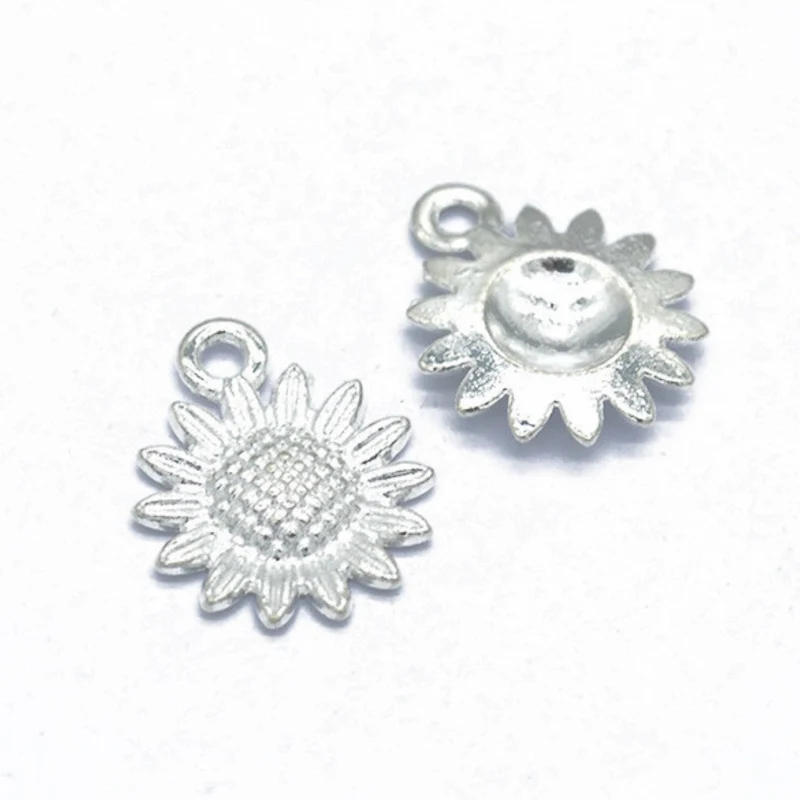 silver REGELIN 18*15 мм 50 шт./лот золото/серебро/розовое золото/подвеска золотого цвета подсолнечника талисманы Малый металлический лист DIY ювелирных изделий Аксессуары - Окраска металла: silver