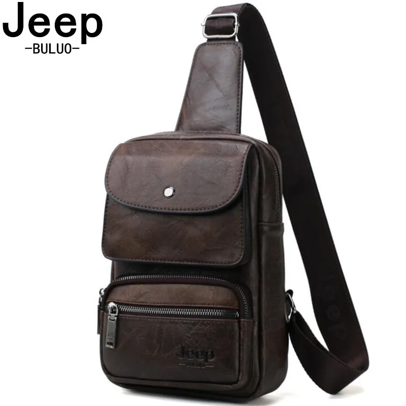 Мужская заплечная сумка для iPad 9.7" jeep buluo, оранжевая брендовая однолямочная сумка, кожаная слинг-сумка, сумка большого размера на плечевом ремне, все сезоны